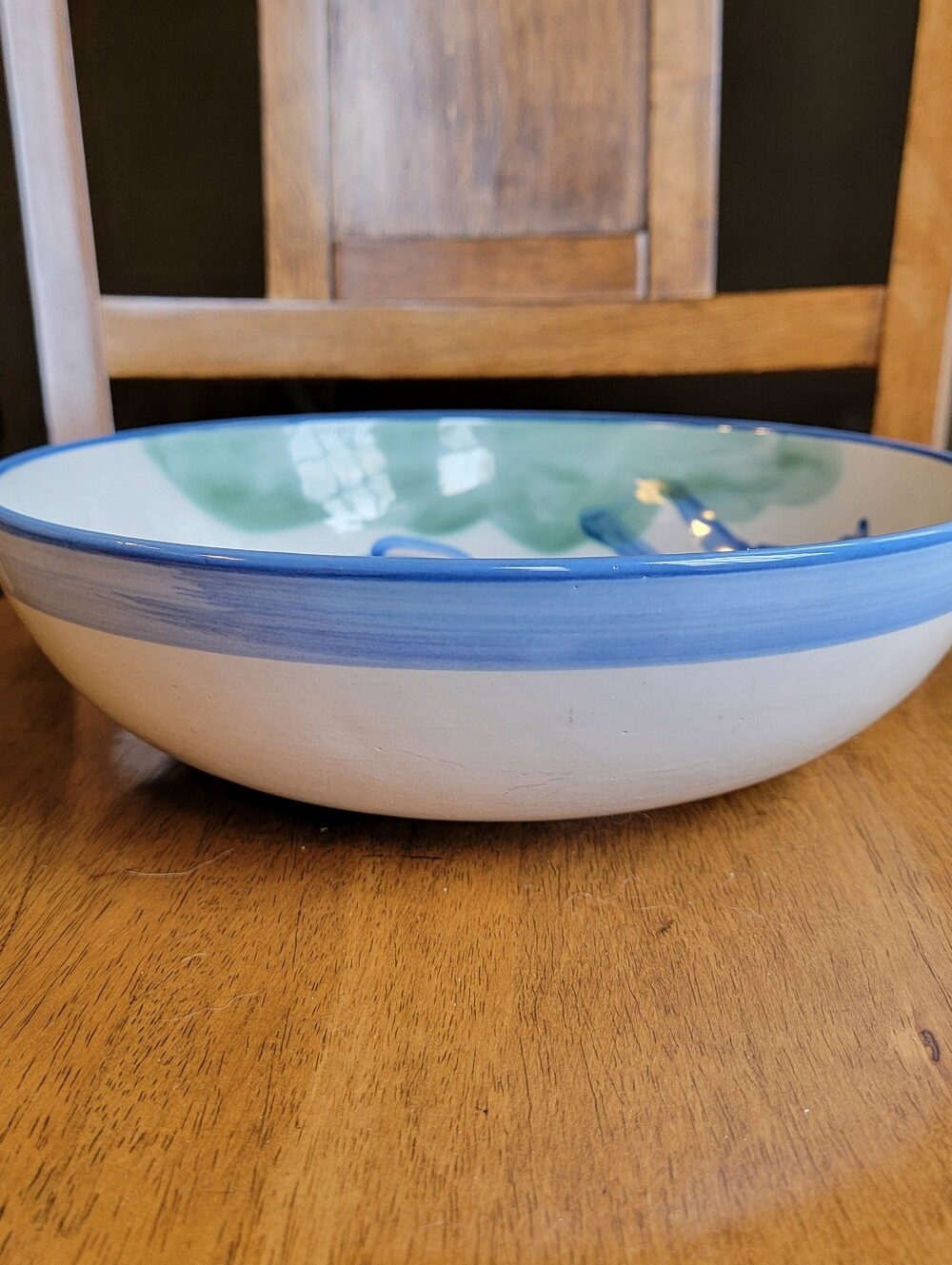 Mary A. Hadley Pottery Vintage Large 11” Serving Bowl Country Farmer And Wife - Picture 2 of 6